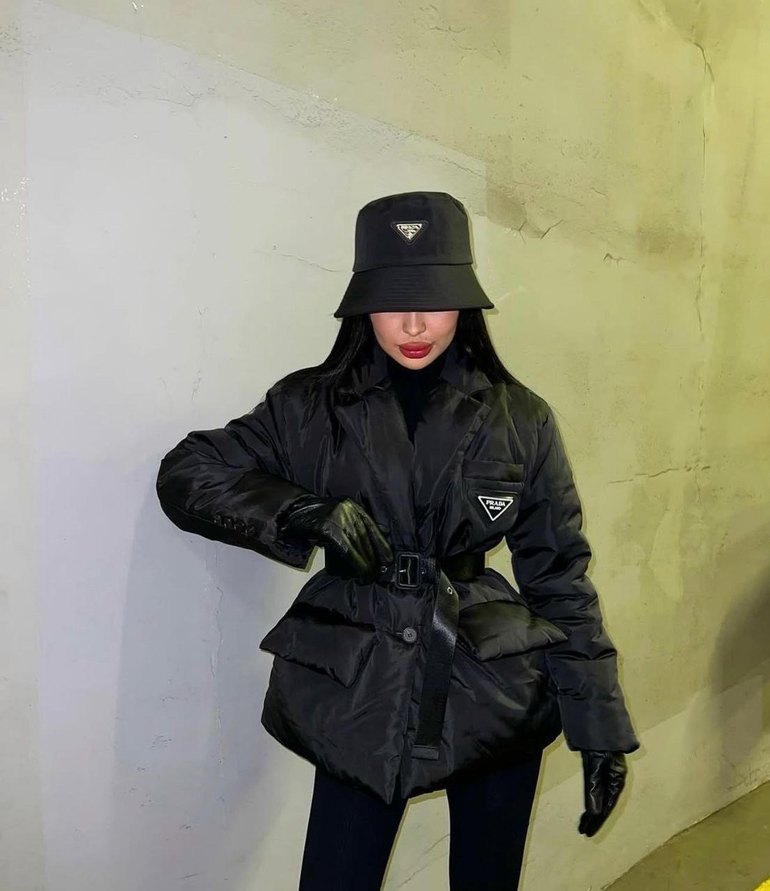 Siyah Deri Kemerli Kadın Kışlık Ceket - Görsel 2