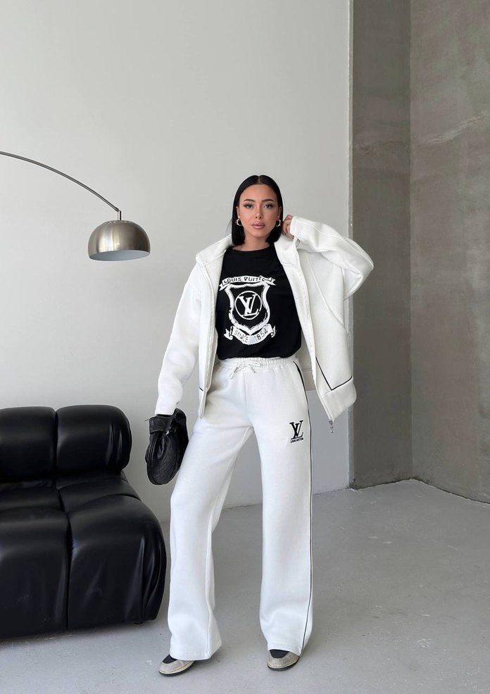 Beyaz Rahat Kesim Kadın Eşofman Takımı - Görsel 2