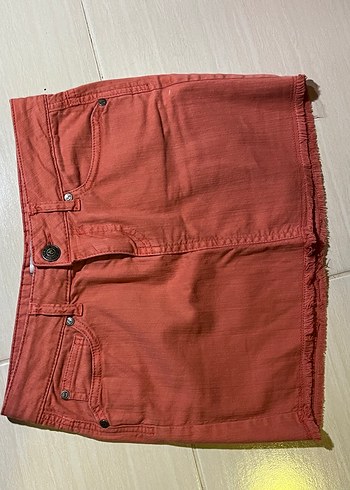 Diğer Düğmeli Pembe Mini Denim Etek y2k