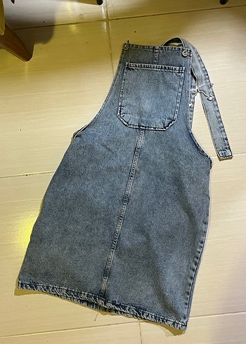 m Beden mavi Renk Kadın Mavi Kot Midi Askılı Tulum