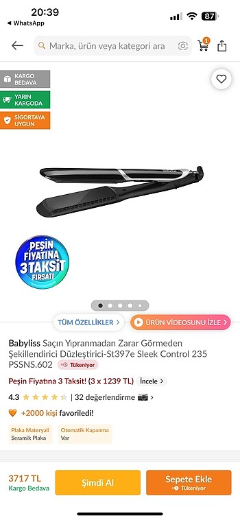 Babyliss düzleştirici Orjinal kutulu ürün - Görsel 2