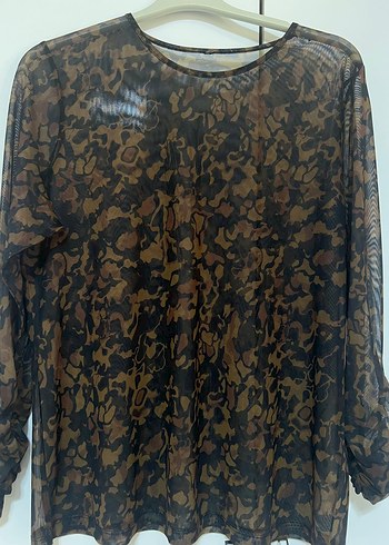 Trendyol & Milla Uzun Kollu, Salaş Kesim, Kahverengi Batik Bluz