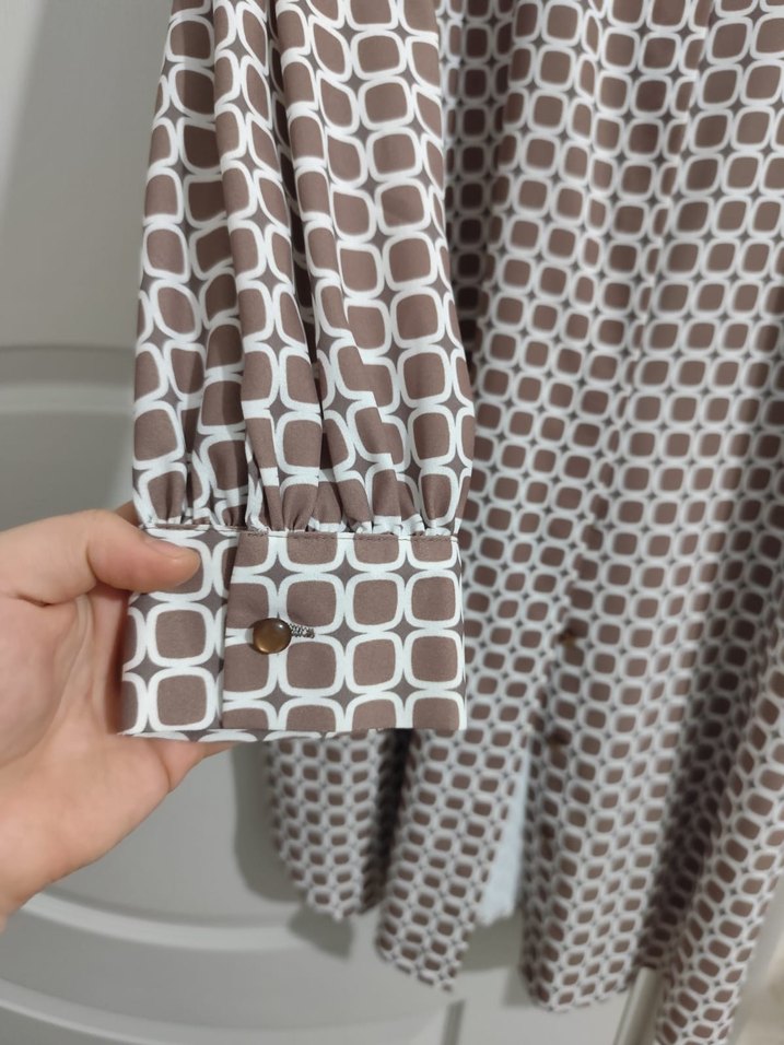 Uzun Kollu Bohem Puantiyeli Kadın Elbisesi - Görsel 3