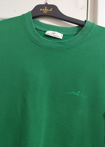 Düğmeli Yeşil Pamuklu Kadın Sweatshirt - Görsel 2