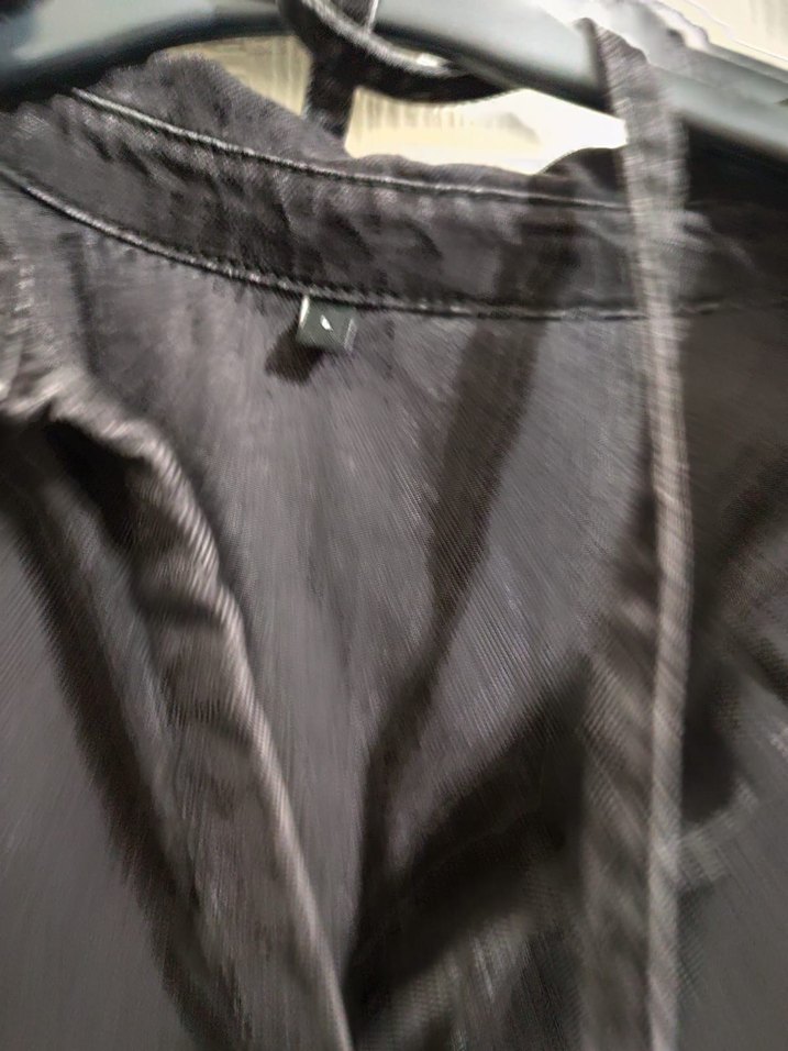 Düğmeli Siyah Uzun kot gömlek - Görsel 2