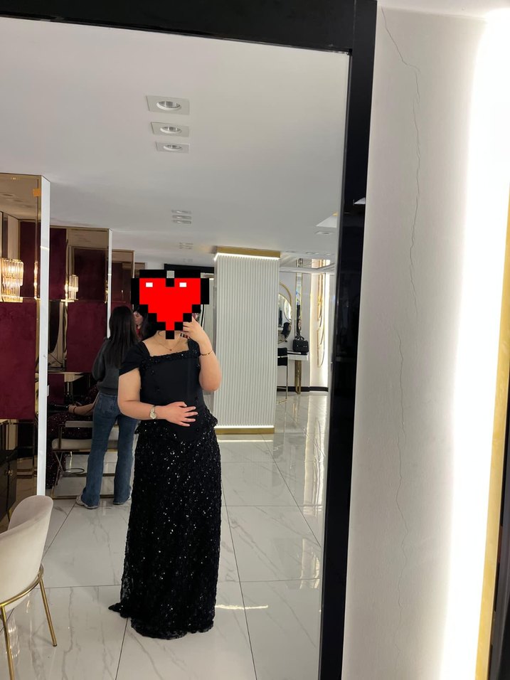 Siyah Nakışlı Straplez Uzun Abiye Elbise - Görsel 3