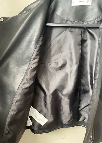 Siyah Deri Biker Ceket Fermuarlı - Görsel 3