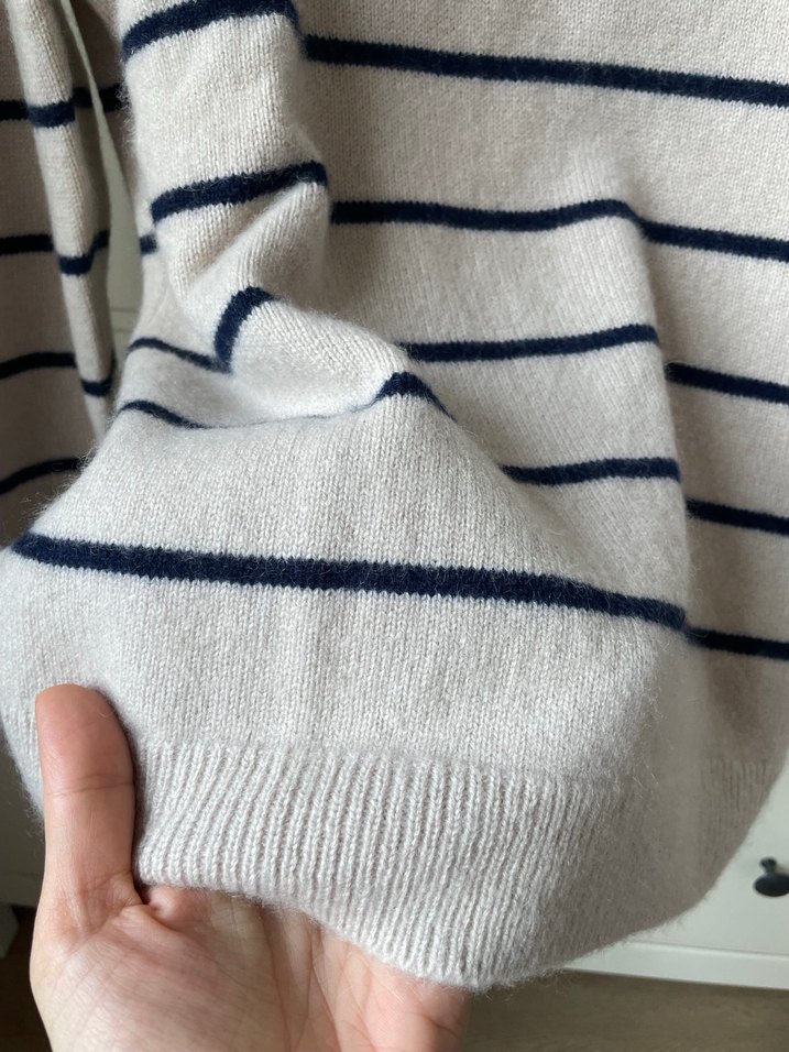 ZARA Bej Çizgili Kaşmir Kazak - Görsel 2