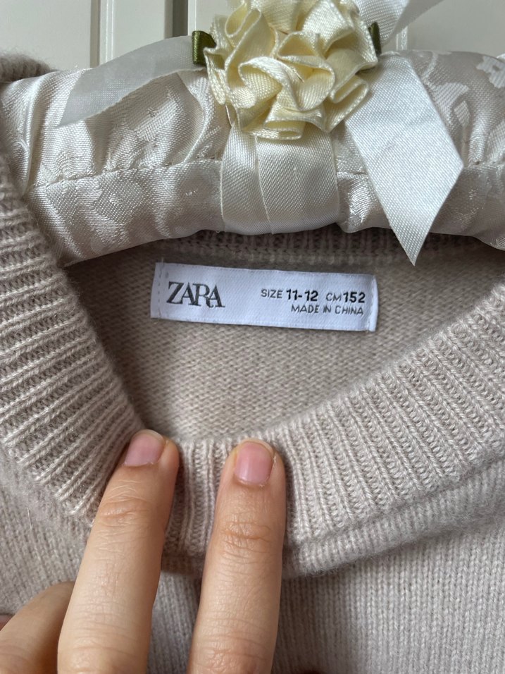 ZARA Bej Çizgili Kaşmir Kazak - Görsel 3