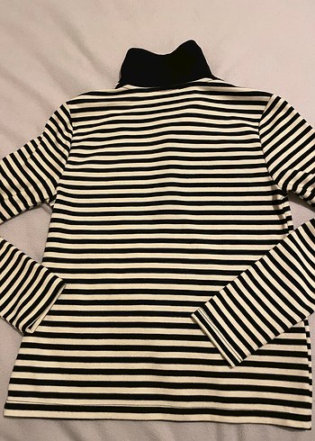 MANGO Siyah Çizgili Polo Yaka Uzun Kollu Tişört - Görsel 10