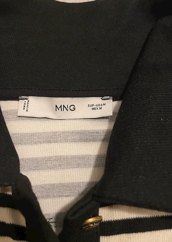 MANGO Siyah Çizgili Polo Yaka Uzun Kollu Tişört - Görsel 9