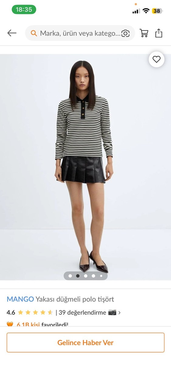 MANGO Siyah Çizgili Polo Yaka Uzun Kollu Tişört - Görsel 2