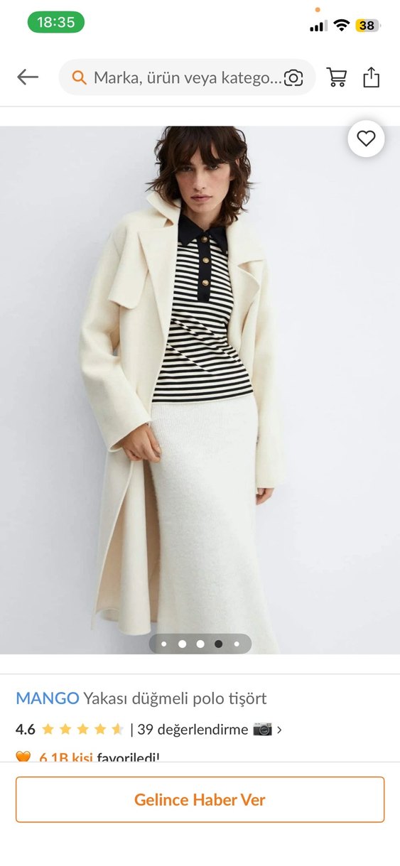 MANGO Siyah Çizgili Polo Yaka Uzun Kollu Tişört - Görsel 4