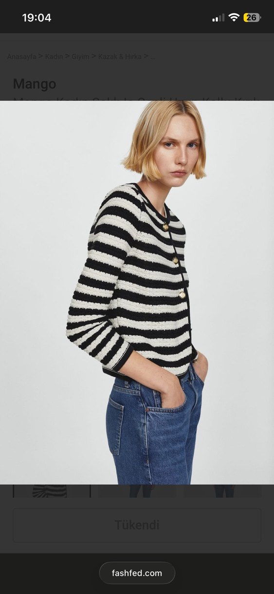 Mango Kadın Çizgili Triko Hırka - Görsel 3
