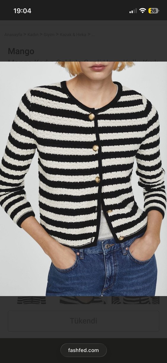 Mango Kadın Çizgili Triko Hırka - Görsel 2