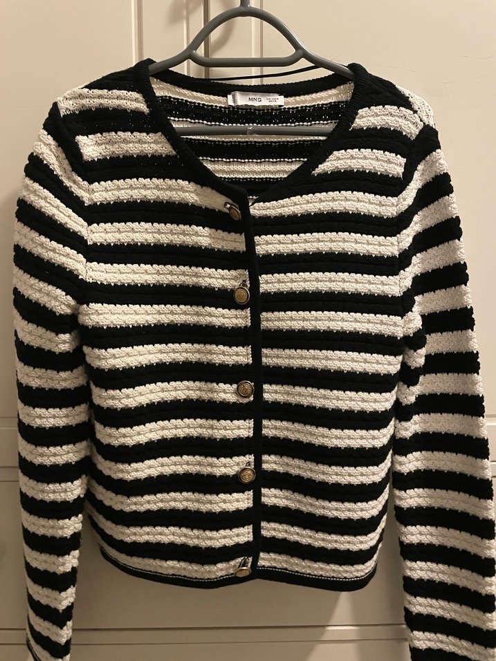 Mango Kadın Çizgili Triko Hırka - Görsel 4