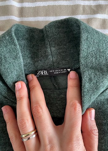 ZARA PAMUKLU TRİKO ELBİSE YEŞİL - Görsel 4