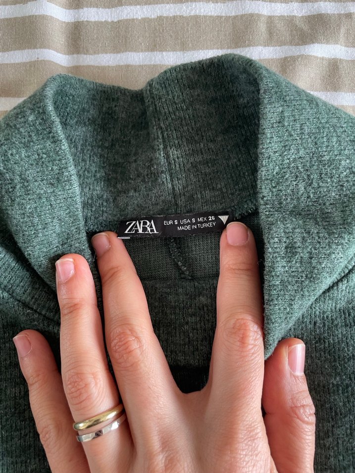 ZARA PAMUKLU TRİKO ELBİSE YEŞİL - Görsel 4