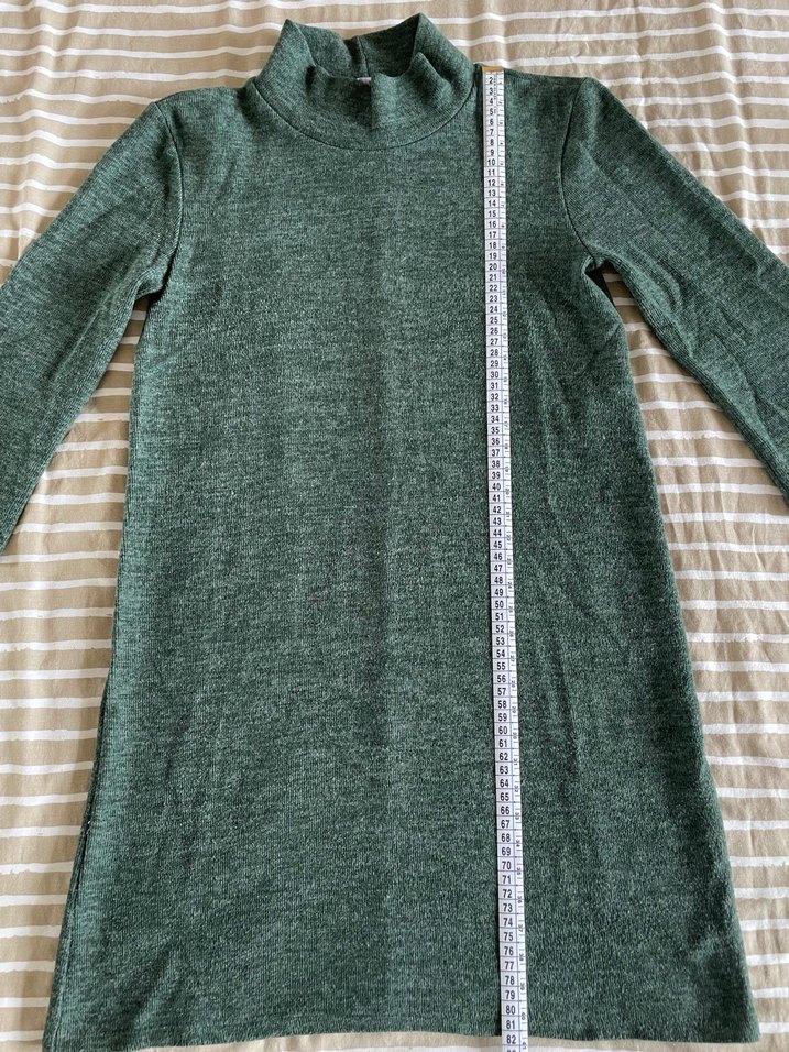 ZARA PAMUKLU TRİKO ELBİSE YEŞİL - Görsel 3