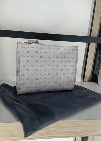 Kadın Gri Baskılı Fermuarlı Clutch Çanta