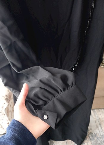 Siyah Uzun Kollu Drapeli Kadın Tunik - Görsel 6