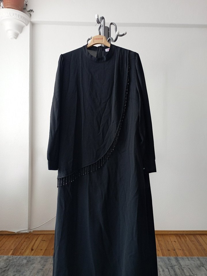 Siyah Uzun Kollu Drapeli Kadın Tunik - Görsel 5