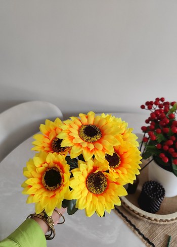 Ikea Renkli Sarı Ayçiçeği Dekoratif Yapay Çiçek