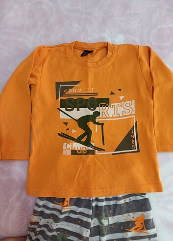 24-36 Ay Beden sarı Renk Erkek cocuk pijama takımı