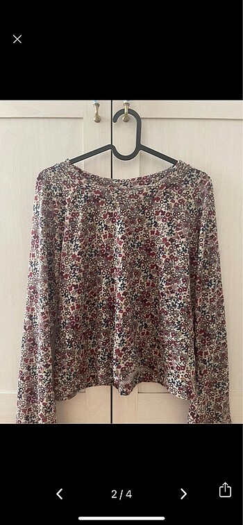 Stradivarius Stradivarious uzun kollu çiçekli vintage bluz