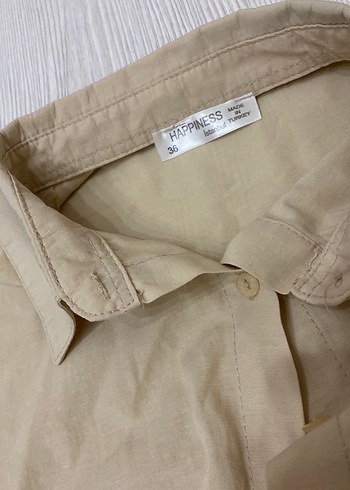 36 Beden camel Renk Bej Kadın Gömlek Oversize