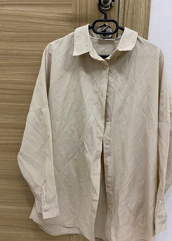 Bej Kadın Gömlek Oversize
