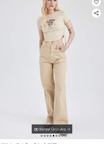 DeFacto Krem rengi wide leg pantolon 