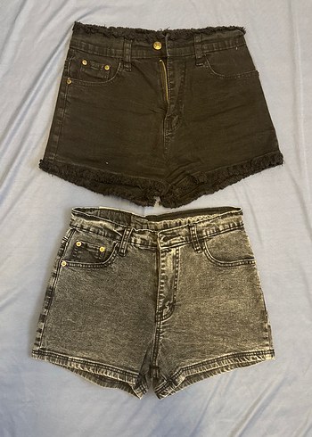 Kadın mini denim şort ikili