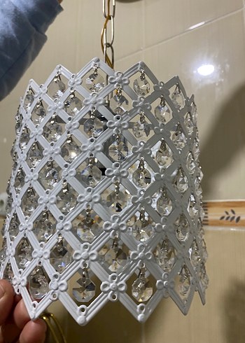 Beyaz Kristal Detaylı Sarkıt Avize - Görsel 3