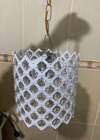 Beyaz Kristal Detaylı Sarkıt Avize - Görsel 2