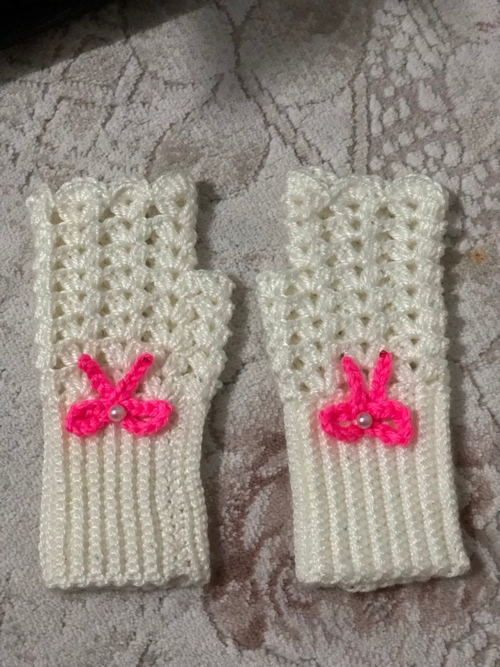 Dantel Detaylı Bohem Örgü Eldiven - Görsel 4