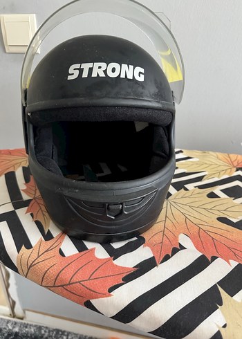 Sarı Baskılı Kask, Tokalı, Biker Stil - Görsel 4