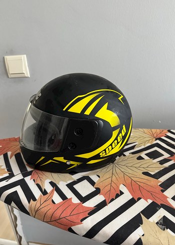 Sarı Baskılı Kask, Tokalı, Biker Stil - Görsel 2