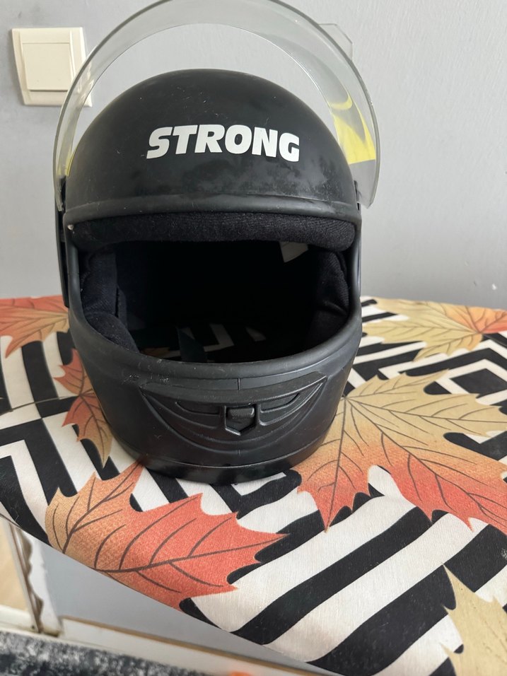 Sarı Baskılı Kask, Tokalı, Biker Stil - Görsel 4