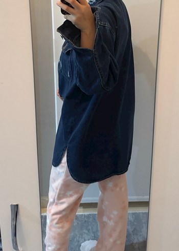 Düğmeli Kadın Mavi Denim Ceket - Görsel 5