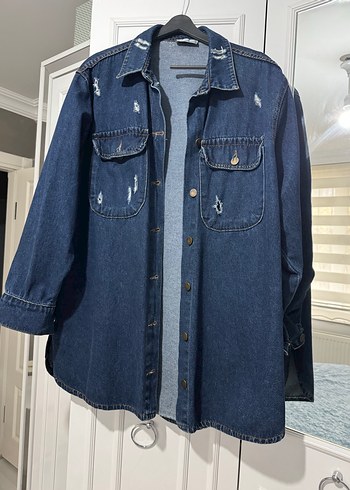 Düğmeli Kadın Mavi Denim Ceket - Görsel 2
