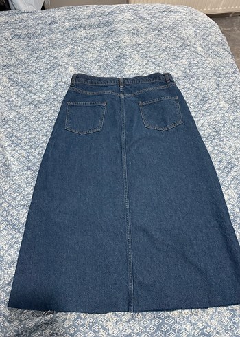 Düğmeli Lacivert Midi Kot Etek - Görsel 4