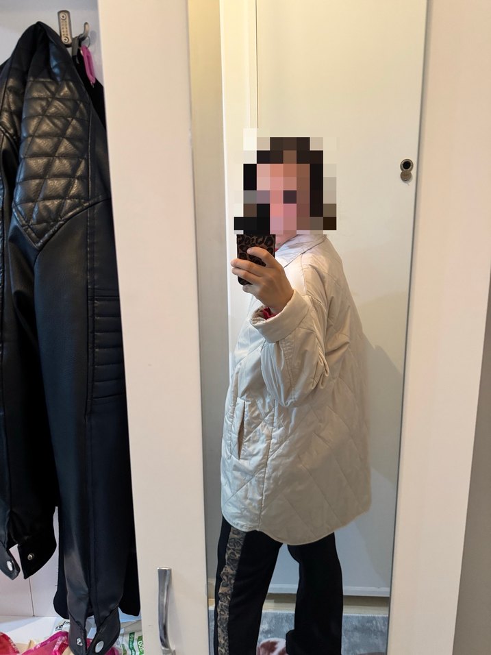 Düğmeli bej Midi Kadın Ceket - Görsel 3