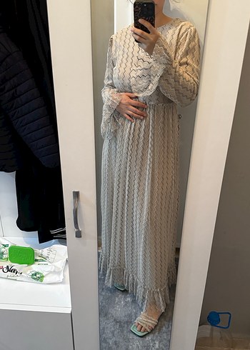 Bej Bohem Uzun Elbise - Görsel 2