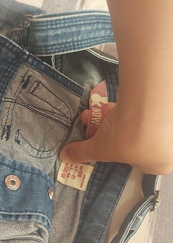 8 Yaş Beden mavi Renk Kız Çocuk Kemerli Jean Tulum