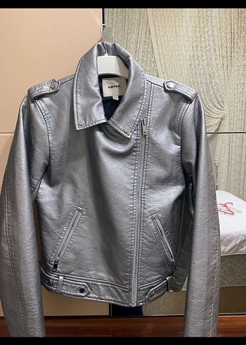 Koton gümüş gri Kadın Deri Ceket xs-s uyumlu vintage