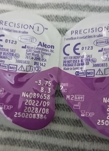  Numaralı kontak lens miyop (22 adet -3.50 )ve (6 adet -3.75) sk