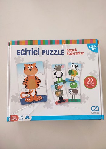 Eğitici Neşeli Hayvanlar Puzzle Seti 30 Parça