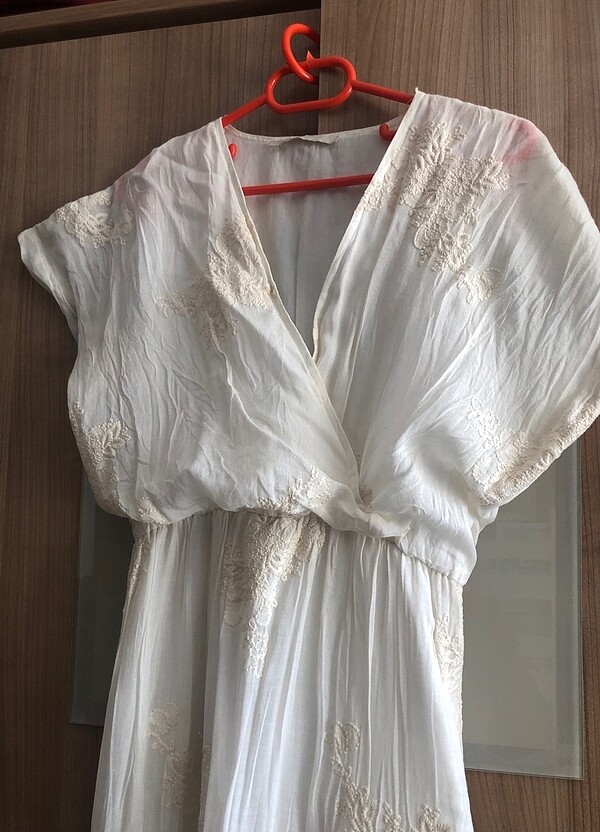 Ekru Uzun Elbise - Görsel 4