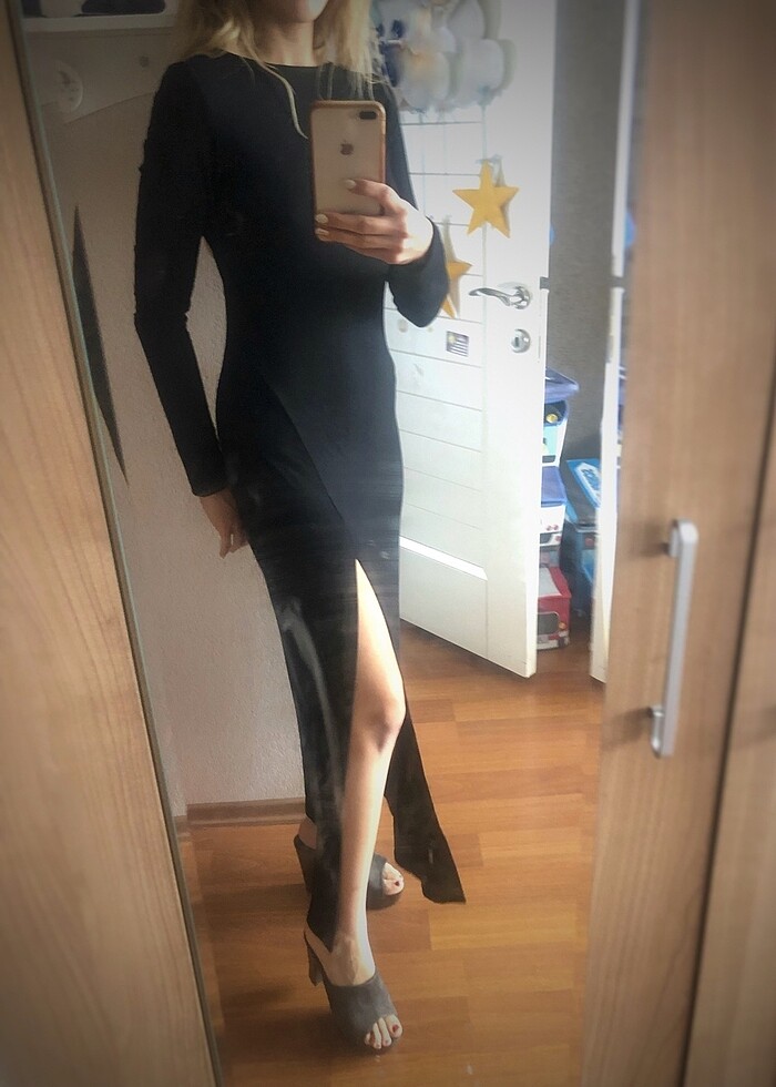 Twist derin yırtmaçlı elbise - Görsel 3